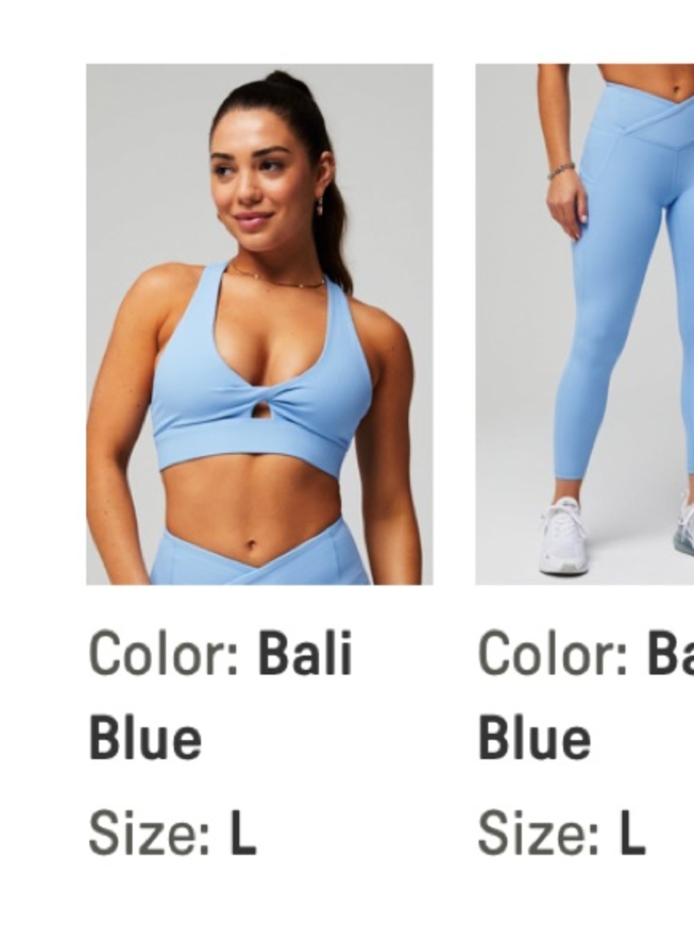 Fabletics Light Blue Ribbed Crossback Sports Bra